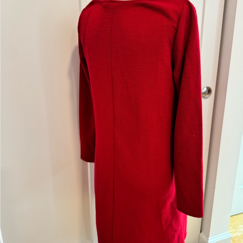 GAP Red Long Sleeve Knit Dress with Silver Zipper Pockets - Picture 8 of 12